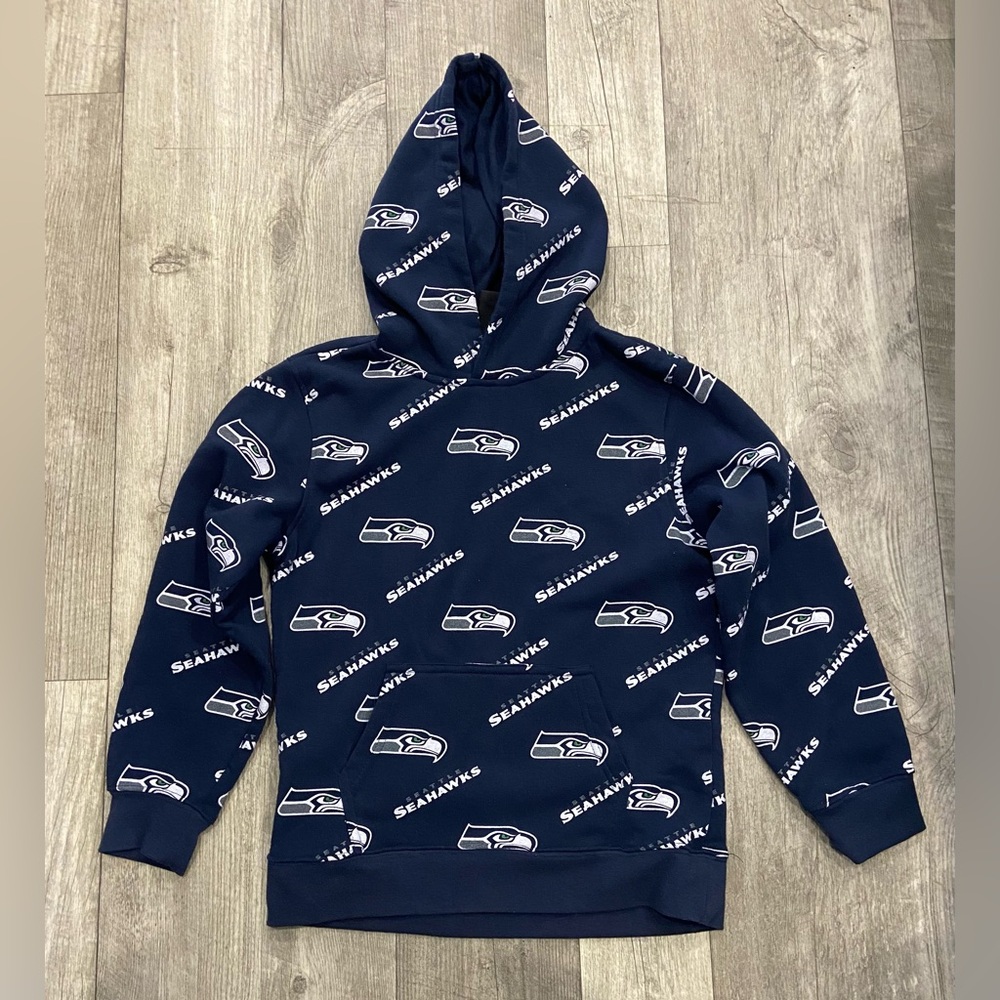 Seattle Seahawks NFL Team Apparel Youth Hoodie Size Medium 10-12 Fleece Knit